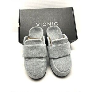 Vionic Gemma II Womens Slipper Mule Clog Light Grey Flannel Size 5 New in Box